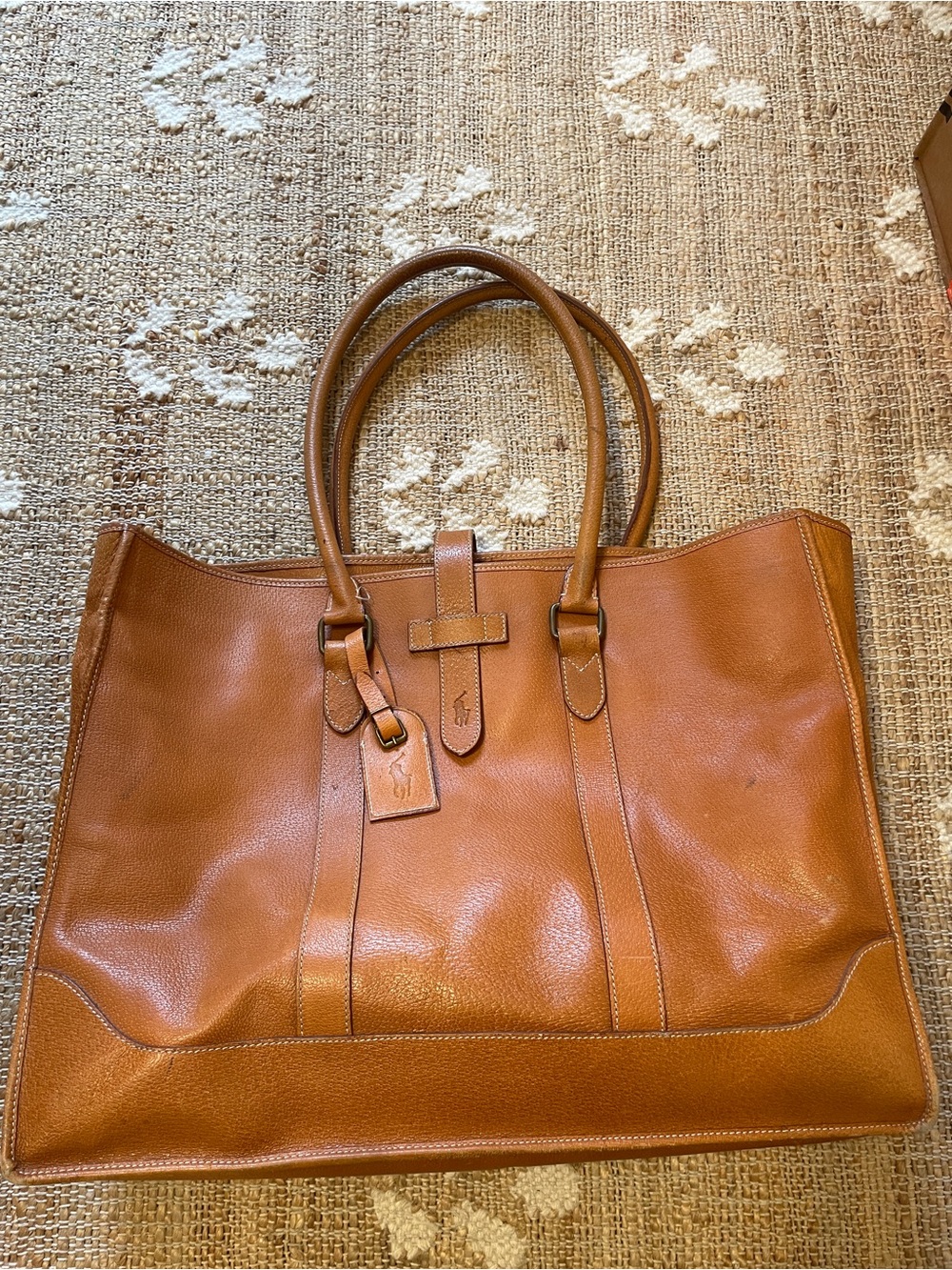 Vintage Brown  Polo Ralph Lauren Heritage tumbled leather tote - Picture 2 of 14